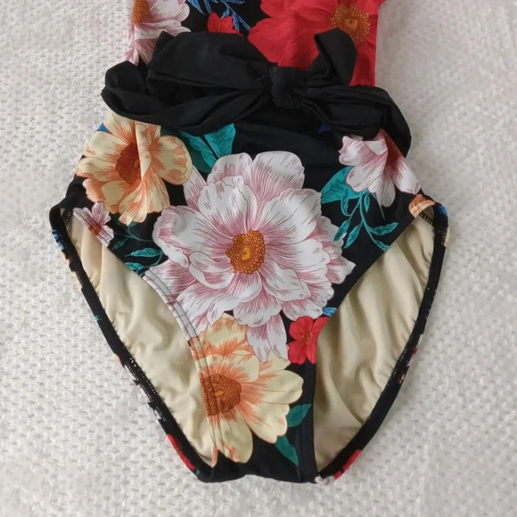 Dreamsuit Swimsuit Size 8 Black Floral Mircle Brands One Piece Slimming Control - Picture 7 of 16